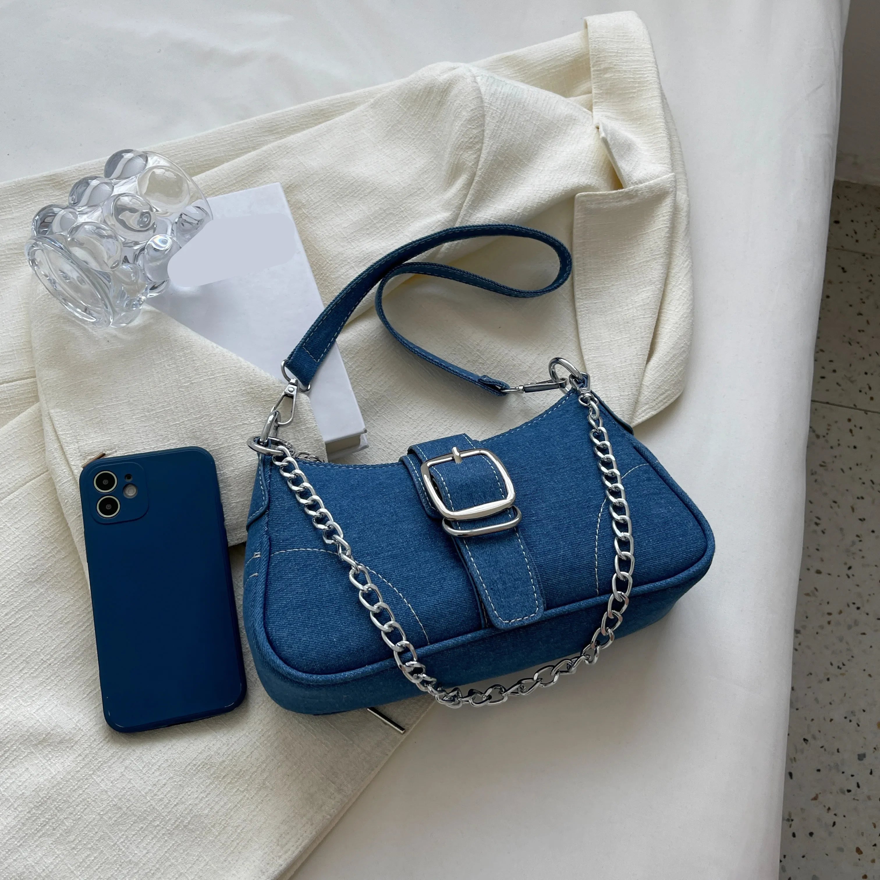 Lila | Vintage Denim Shoulder Bag